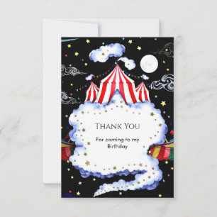 Watercolor Custom Circus Birthday Thank You Card