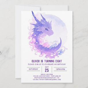 Watercolor Custom Dragon Birthday Invitation