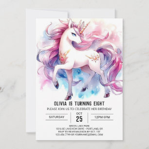 Watercolor Custom Horse Birthday Invitation