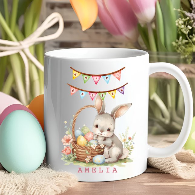 Watercolor Custom Name Easter Bunny Mug For Kids (Creator Uploaded)