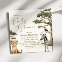 Watercolor Cute Animals Wildlife Baby Shower 