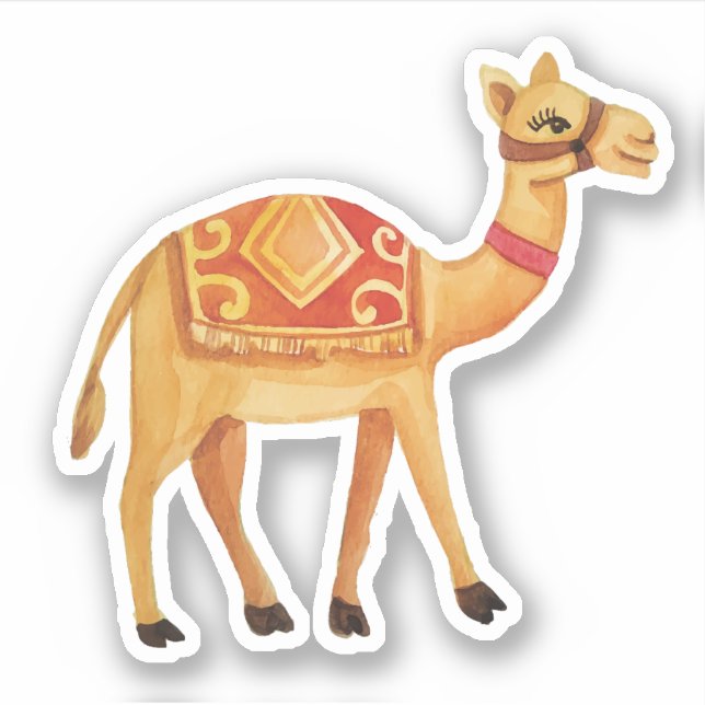 Watercolor Cute Arabian Camel Sticker (Front)