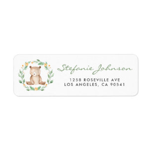 Watercolor Cute Baby Bear Greenery Wreath