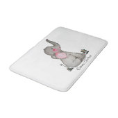 Watercolor Cute Baby Elephant With Blush & Flowers Bath Mat (Angled)