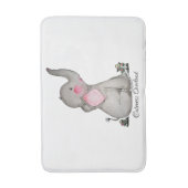 Watercolor Cute Baby Elephant With Blush & Flowers Bath Mat (Front Vertical)