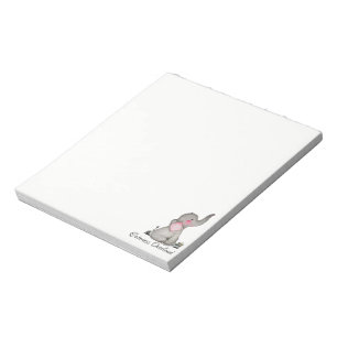Watercolor Cute Baby Elephant With Blush & Flowers Notepad
