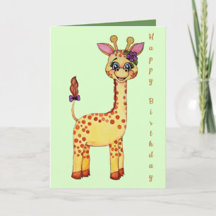 Watercolor Cute Baby Giraffe Card