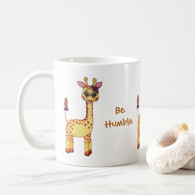 Watercolor Cute Baby Giraffe Coffee Mug (With Donut)