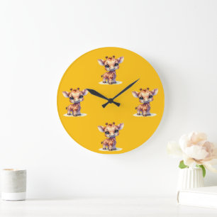 Watercolor cute baby giraffe Wall Clock