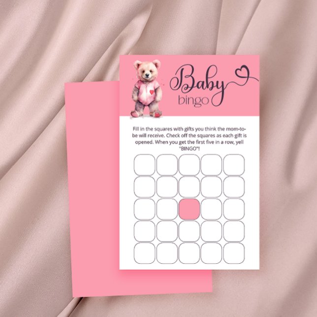 Watercolor cute bear Baby Shower bingo game (Creator Uploaded)