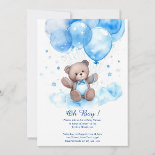 Watercolor Cute Bear Baby Shower Invitation