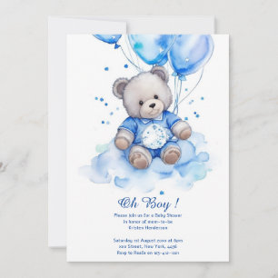 Watercolor Cute Bear Baby Shower Invitation
