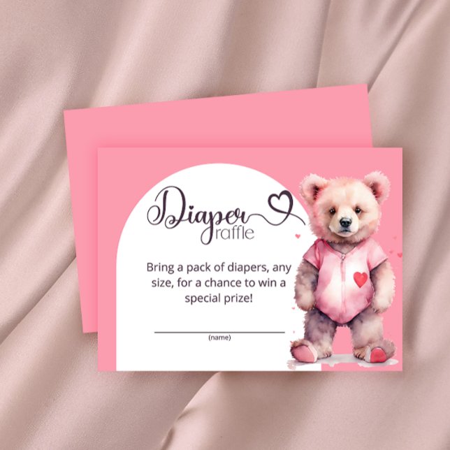 Watercolor cute bear diaper raffle ticket enclosure card (Creator Uploaded)