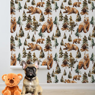 Watercolor cute Bears Woodland Forest  Wallpaper