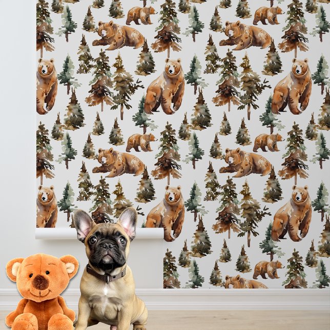 Watercolor cute Bears Woodland Forest  Wallpaper (Creator Uploaded)