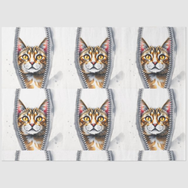 Watercolor Cute Beautiful Modern Cat Collection Tissue Paper (Front)