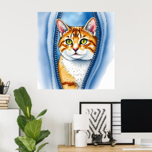 Watercolor Cute Beautiful Popular Cat Collection Poster