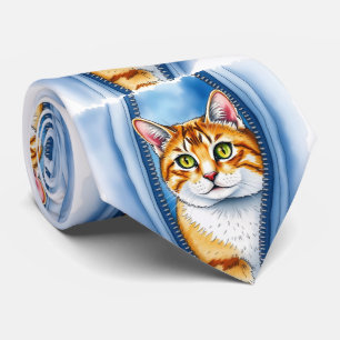Watercolor Cute Beautiful Popular Cat Collection Tie