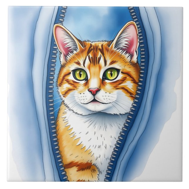 Watercolor Cute Beautiful Popular Cat Collection Tile (Front)