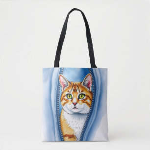 Watercolor Cute Beautiful Popular Cat Collection Tote Bag