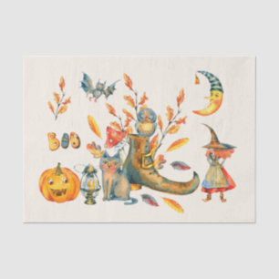 Watercolor Cute Boo Happy Halloween Gathering Tissue Paper