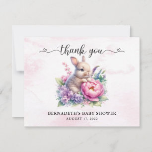 Watercolor Cute Bunny Baby Shower I Birthday  Thank You Card