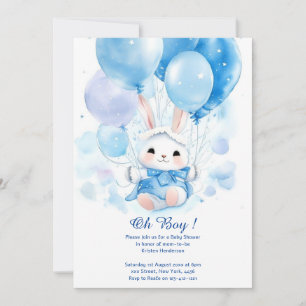 Watercolor Cute Bunny Baby Shower Invitation