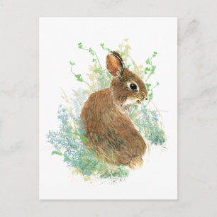 Watercolor Cute Bunny Rabbit Animal art Postcard