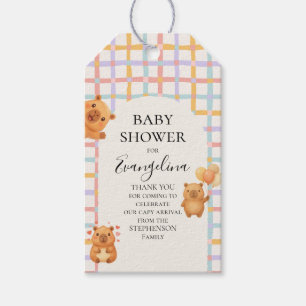 Watercolor Cute Capybara Baby Shower Gift Tags