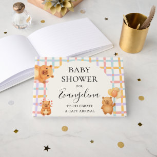 Watercolor Cute Capybara Baby Shower Guest Book
