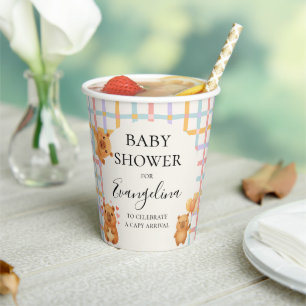 Watercolor Cute Capybara Baby Shower Paper Cups