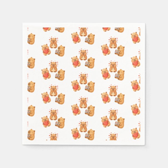 Watercolor Cute Capybara Napkin (Front)