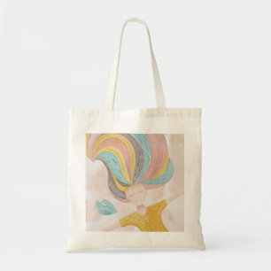 Watercolor cute cartoon girl. Magic fairy fantasy Tote Bag