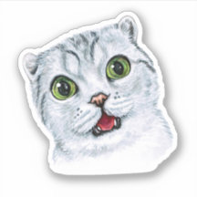 Watercolor Cute Cat Potrait Sticker