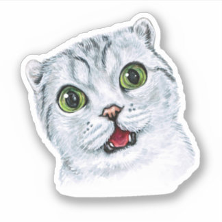 Watercolor Cute Cat Potrait Sticker