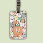 Watercolor Cute Cats Name On Monogram Travel  Luggage Tag<br><div class="desc">Add some feline flair to your travels with this adorable luggage tag featuring a vibrant watercolor cat pattern. Perfect for pet lovers and cat enthusiasts, this tag not only helps you identify your luggage but also adds a touch of personality to your belongings. Made from durable materials, this tag is...</div>