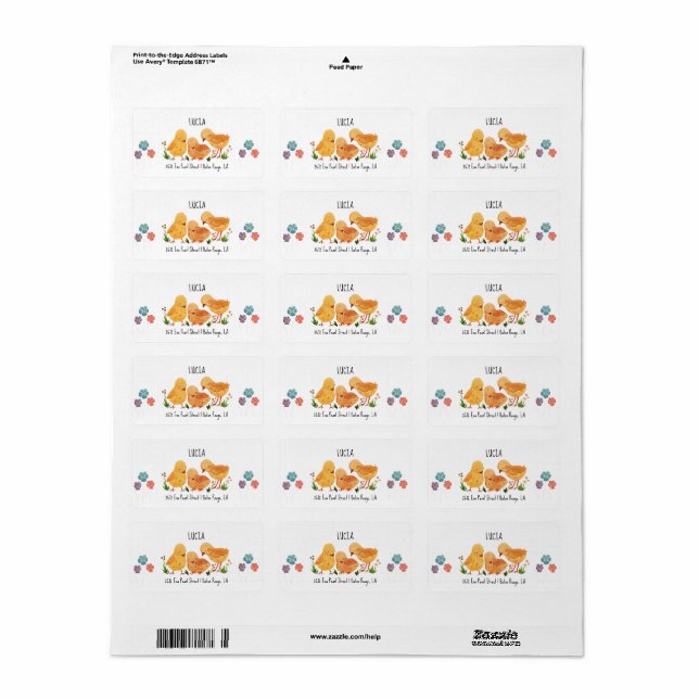 Watercolor Cute Chicken Family Baby Shower address Label (Full Sheet)