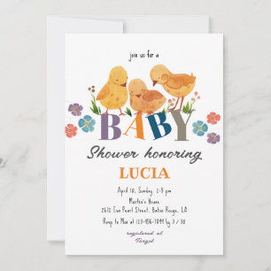 Watercolor Cute Chicken Family Baby Shower Invitation