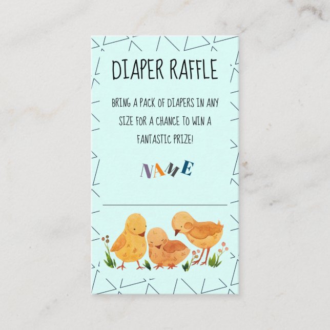 Watercolor Cute Chicken Family Diaper Raffle Enclosure Card (Front)