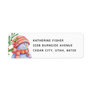Watercolor cute Christmas snowman. Winter holiday
