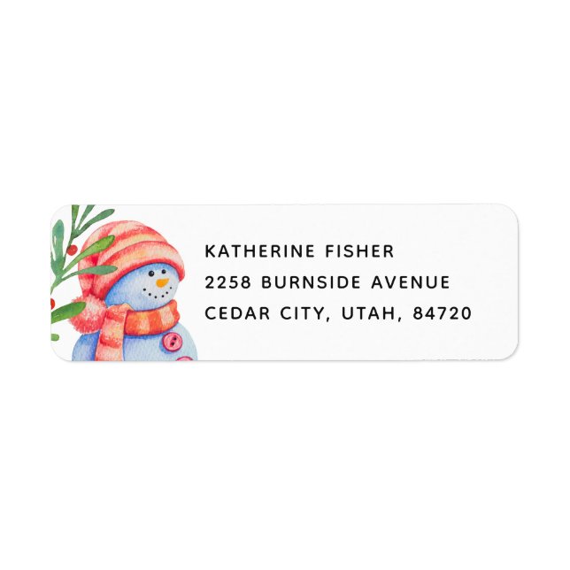 Watercolor cute Christmas snowman. Winter holiday (Front)