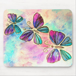 Watercolor Cute Colorful Butterflies Mouse Mat