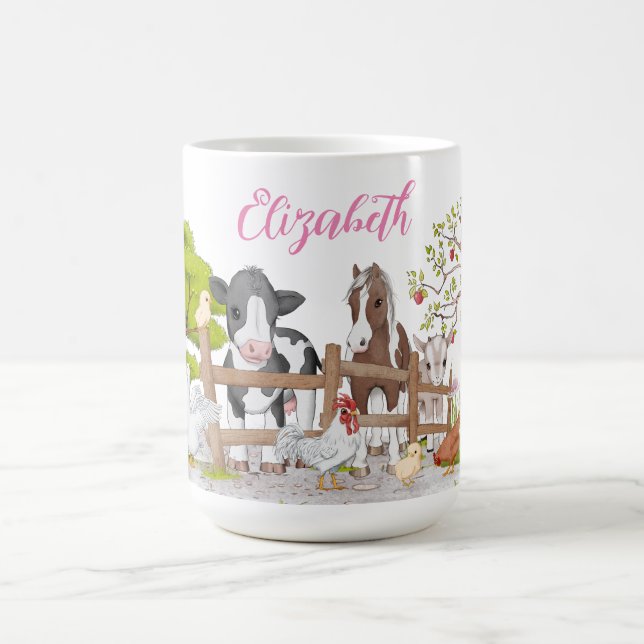 Watercolor Cute Country Farm Animals  Coffee Mug (Center)