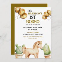 Watercolor Cute Cowboy 1st Rodeo Birthday