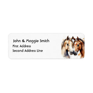 Watercolor Cute Cuddling Horses  Animal Art