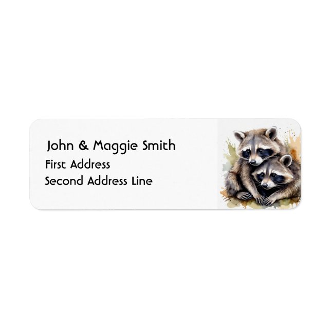 Watercolor Cute Cuddling Raccoons Animal Art (Front)