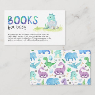 Watercolor Cute Dino Baby Shower Books for Baby Enclosure Card
