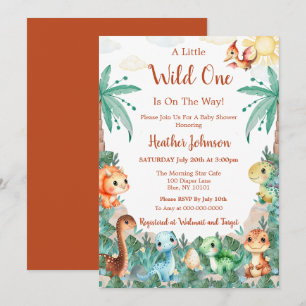 Watercolor Cute Dinosaur Boy Baby Shower Invitation