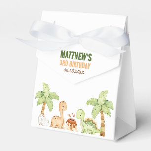 Watercolor Cute Dinosaur Greenery 3rd  Birthday Favour Box