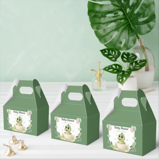 Watercolor Cute Dinosaur Greenery Boy Baby Shower Favour Box (Multiple)
